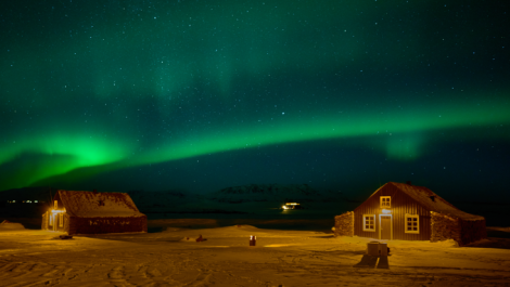 The Northern Lights over Torfhús Retreat in Iceland
